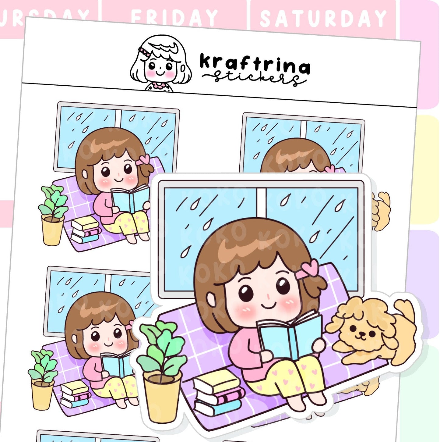 BOOKS, RAIN AND MY DOG (63-K008 DECO)