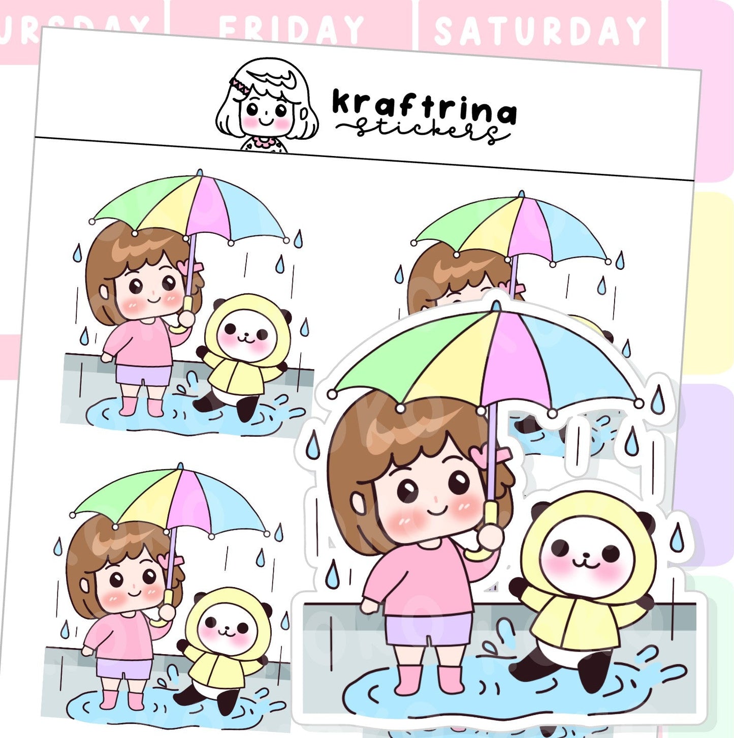 I LOVE THE RAIN BIG STICKERS (66-K010 DECO)